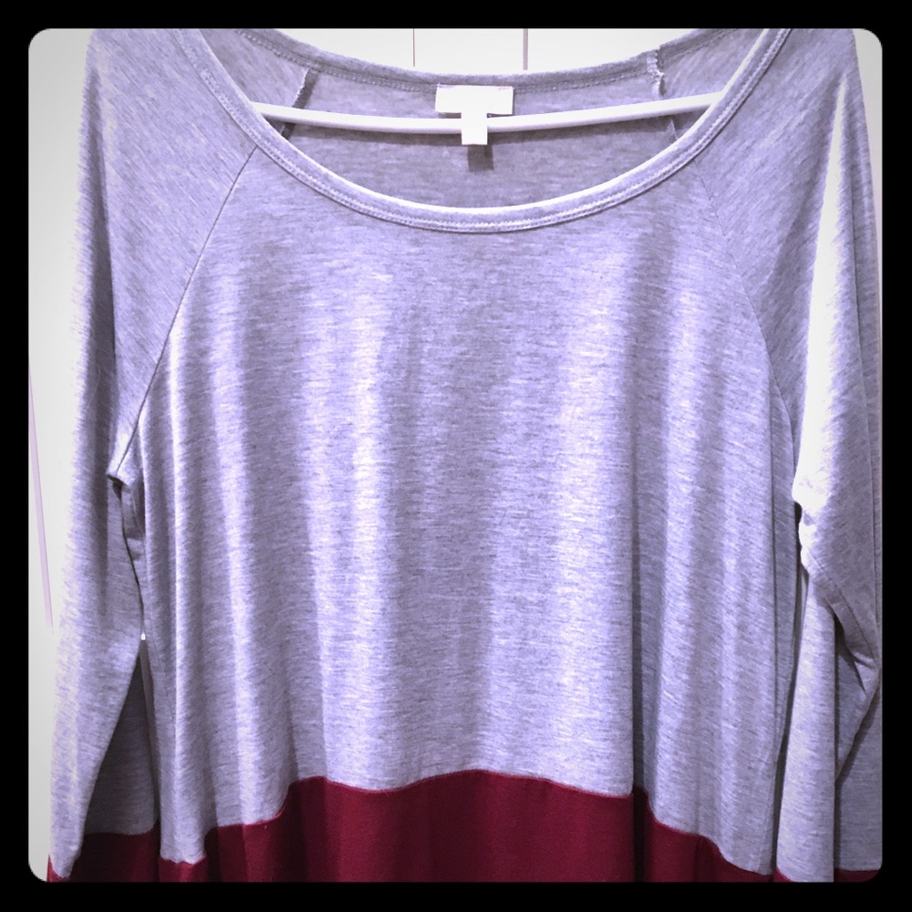 Cute Maroon & Grey Long Sleeved Shirt
